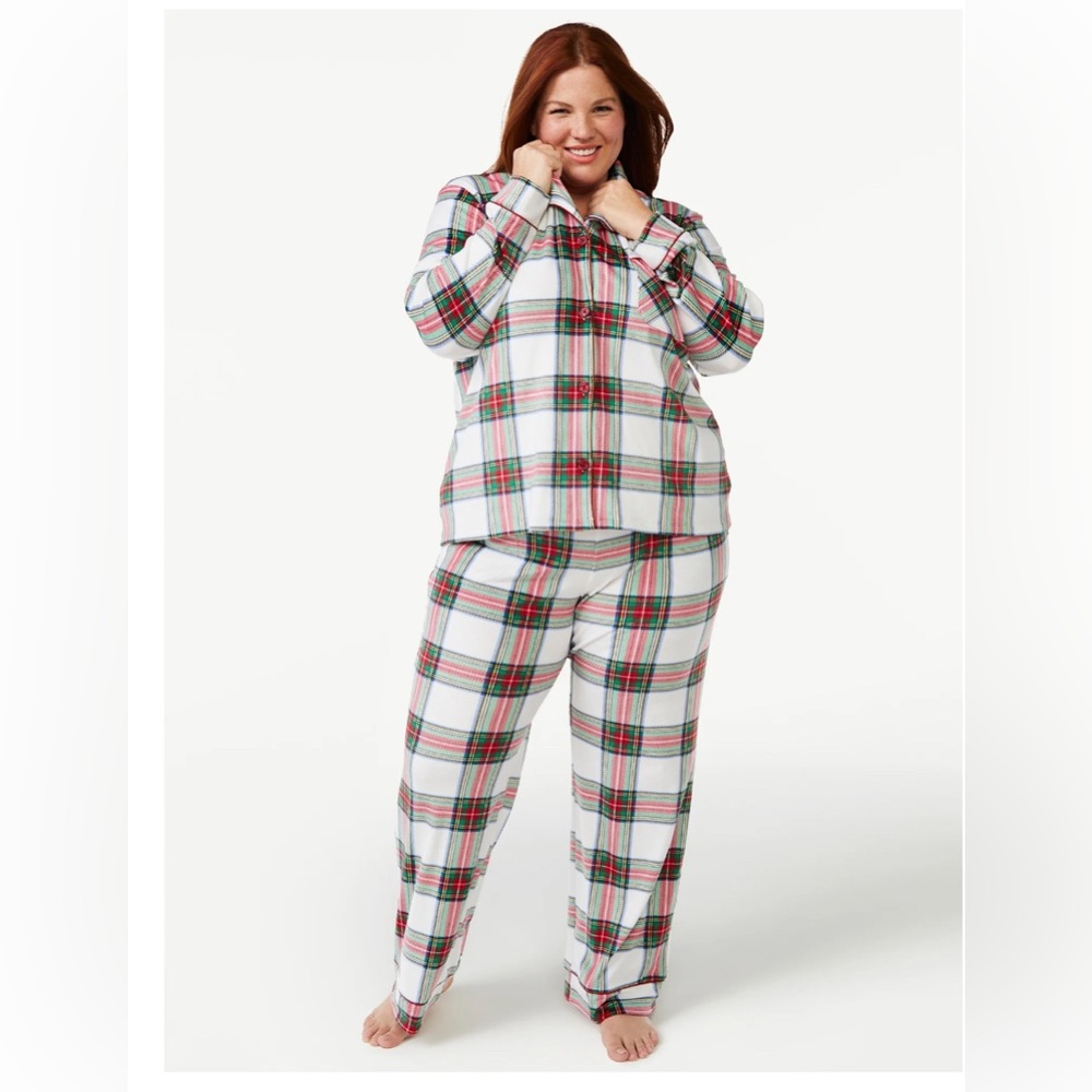Joyspun Women's Velour Knit Pajama Set, 2-Piece, Sizes 2X